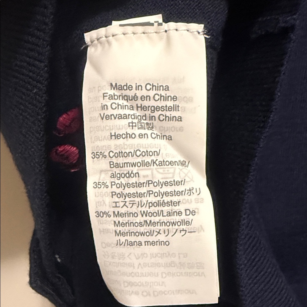 J. Crew Dark Blue Cardigan with Vibrant Pink Detailing - Picture 7 of 9
